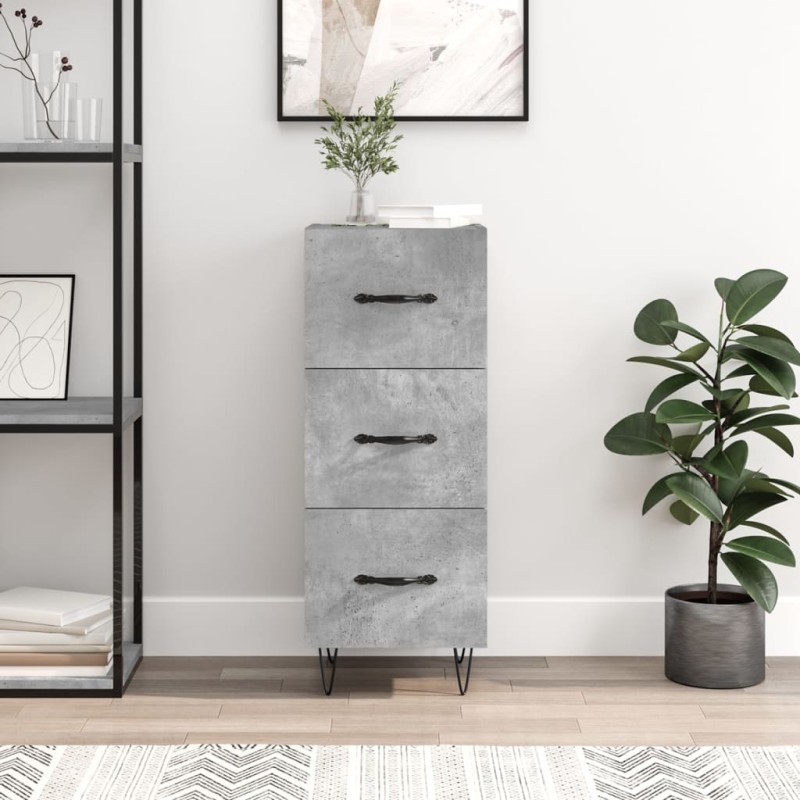 vidaXL Aparador de madera contrachapada gris hormigón 34,5x34x90 cm vidaXL Aparador de madera contrachapada gris hormigón 34,5x34x90 cm