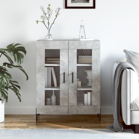vidaXL Aparador de madera de ingeniería gris hormigón 69,5x34x90 cm