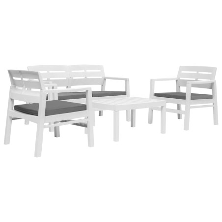 vidaXL Juego de muebles de jardín 4 piezas plástico blanco