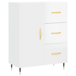 vidaXL Aparador de madera contrachapada blanco brillante 69,5x34x90 cm
