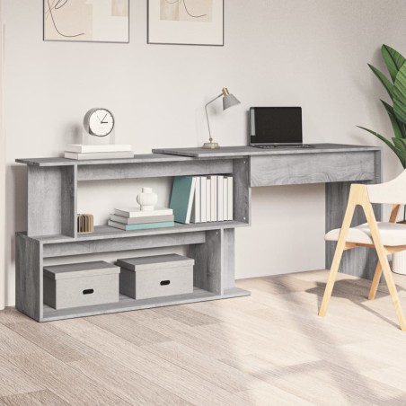vidaXL Escritorio esquina madera contrachapada gris Sonoma 200x50x76cm