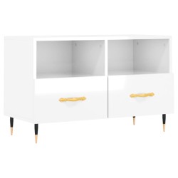 vidaXL Mueble de TV madera contrachapada blanco brillo 80x36x50 cm