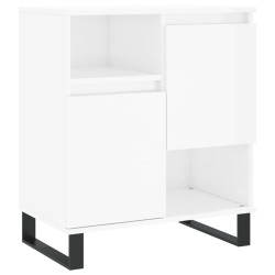 vidaXL Aparador de madera contrachapada blanco brillante 60x35x70 cm
