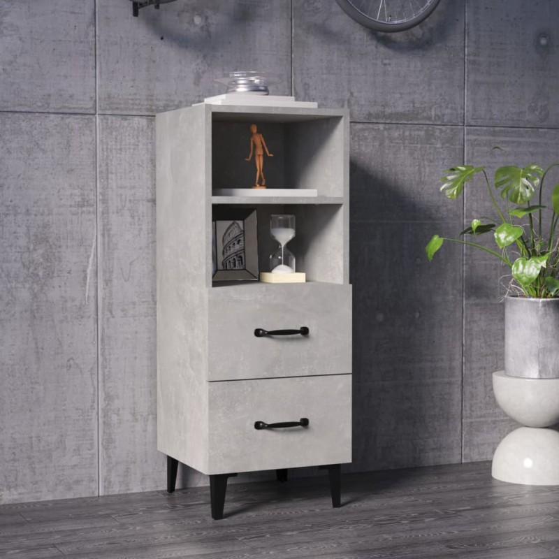 vidaXL Aparador de madera contrachapada gris hormigón 34,5x34x90 cm