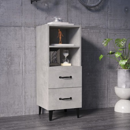 vidaXL Aparador de madera contrachapada gris hormigón 34,5x34x90 cm