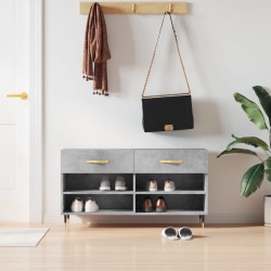 vidaXL Banco zapatero madera de ingeniería gris hormigón 102x35x55 cm