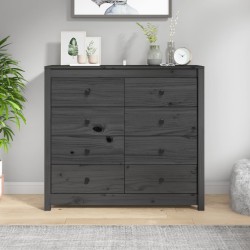 vidaXL Armario auxiliar de madera maciza de pino gris 100x40x90 cm