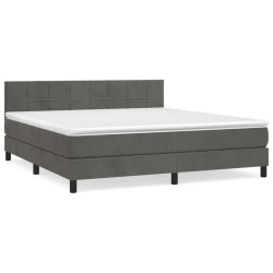 vidaXL Cama box spring con colchón terciopelo gris oscuro 180x200 cm