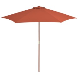vidaXL Sombrilla de jardín con palo de madera 270 cm terracota