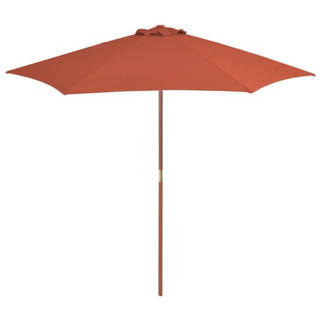 vidaXL Sombrilla de jardín con palo de madera 270 cm terracota