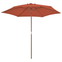 vidaXL Sombrilla de jardín con palo de madera 270 cm terracota