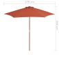 vidaXL Sombrilla de jardín con palo de madera 270 cm terracota vidaXL Sombrilla de jardín con palo de madera 270 cm terracota