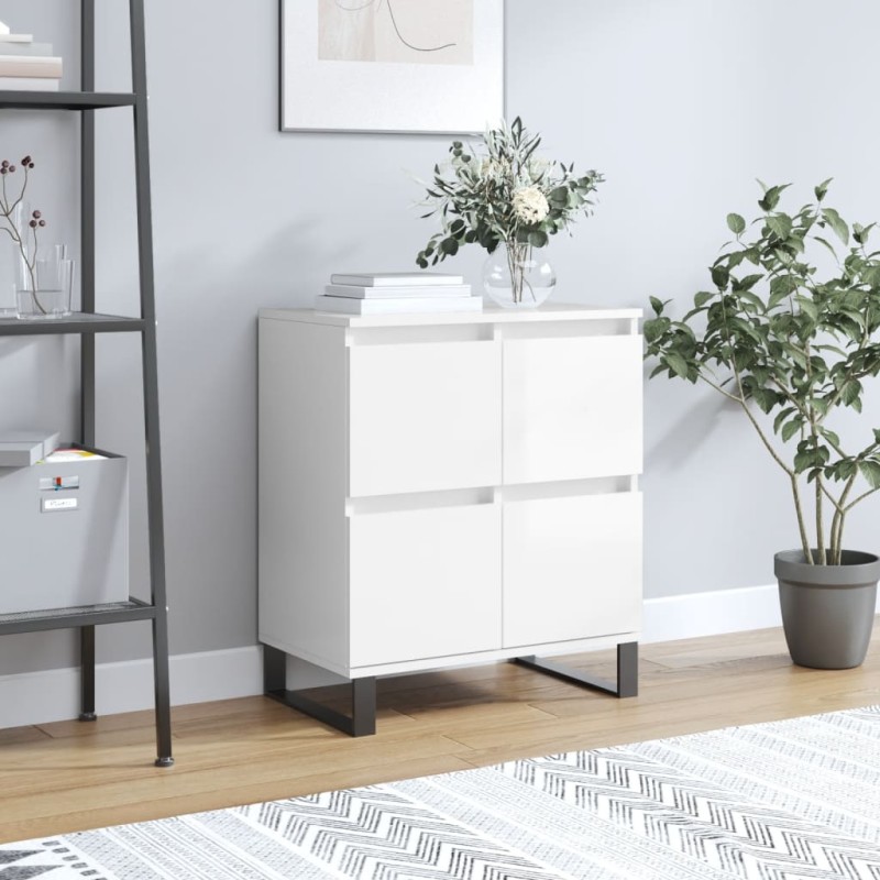 vidaXL Aparador de madera contrachapada blanco brillante 60x35x70 cm vidaXL Aparador de madera contrachapada blanco brillante 60x35x70 cm