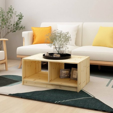 vidaXL Mesa de centro de madera maciza de abeto 75x50x33,5 cm