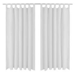 vidaXL Cortinas de micro-raso con bucles 2 unidades blanco 140x245 cm 
