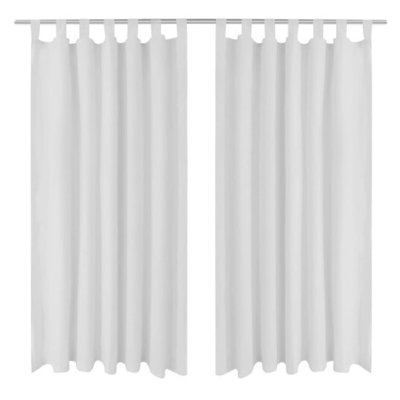 vidaXL Cortinas de micro-raso con bucles 2 unidades blanco 140x245 cm 