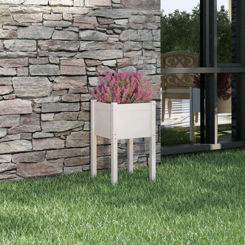 vidaXL Jardinera de madera maciza de pino blanco 40x40x70 cm vidaXL Jardinera de madera maciza de pino blanco 40x40x70 cm