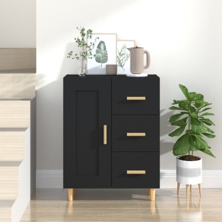 vidaXL Aparador de madera contrachapada negro 69,5x34x90 cm