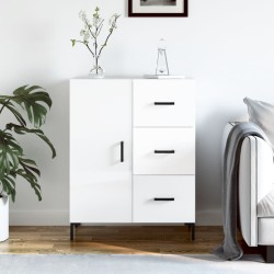 vidaXL Aparador de madera contrachapada blanco brillante 69,5x34x90 cm