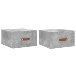 vidaXL Mesitas de noche de pared 2 uds color gris hormigón 35x35x20 cm