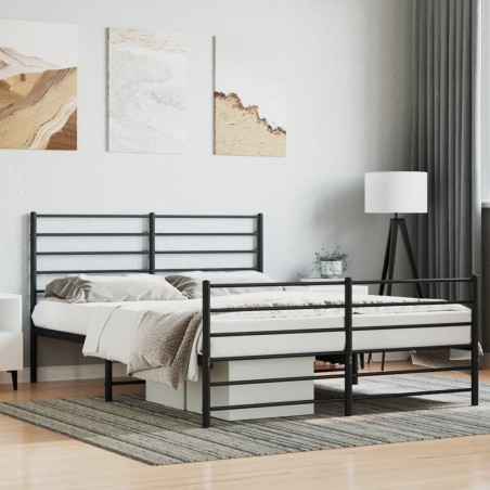 vidaXL Estructura de cama cabecero y pie de cama metal negro 160x200cm