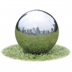 vidaXL Fuente cascada esfera con LEDs de jardín acero inoxidable 20 cm