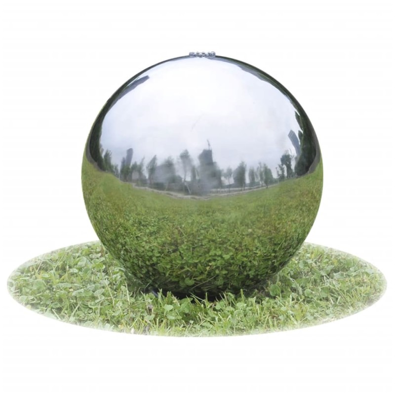 vidaXL Fuente cascada esfera con LEDs de jardín acero inoxidable 20 cm vidaXL Fuente cascada esfera con LEDs de jardín acero inoxidable 20 cm