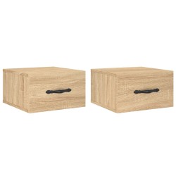 vidaXL Mesitas de noche de pared 2 uds color roble Sonoma 35x35x20 cm