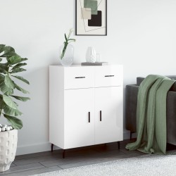vidaXL Aparador de madera contrachapada blanco brillante 69,5x34x90 cm