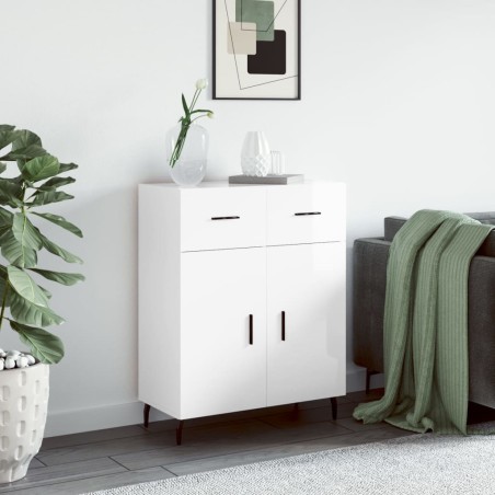 vidaXL Aparador de madera contrachapada blanco brillante 69,5x34x90 cm
