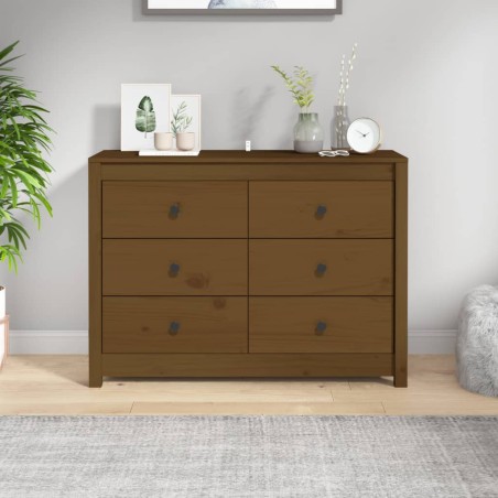 vidaXL Armario auxiliar madera maciza de pino marrón miel 100x40x72 cm