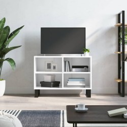 vidaXL Mueble de TV madera de ingeniería blanco brillo 69,5x30x50 cm