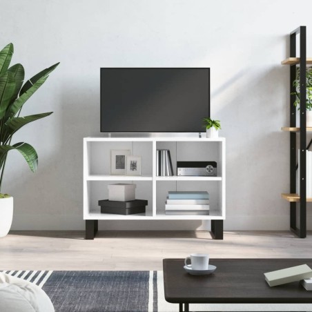 vidaXL Mueble de TV madera de ingeniería blanco brillo 69,5x30x50 cm