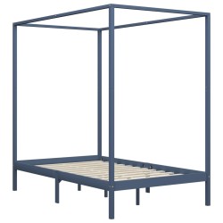 vidaXL Estructura de cama con dosel madera maciza pino gris 120x200 cm