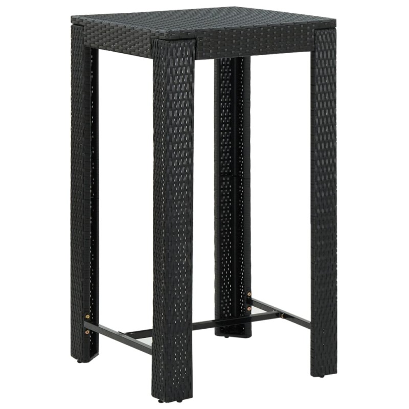 vidaXL Mesa alta para jardín ratán sintético negro 60,5x60,5x110,5 cm vidaXL Mesa alta para jardín ratán sintético negro 60,5x60,5x110,5 cm