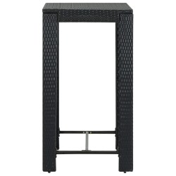 vidaXL Mesa alta para jardín ratán sintético negro 60,5x60,5x110,5 cm