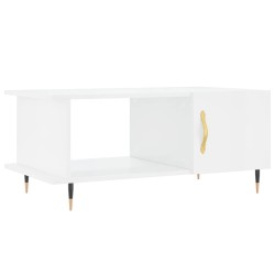 vidaXL Mesa de centro madera contrachapada blanco brillo 90x50x40 cm