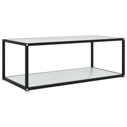 vidaXL Mesa de centro vidrio templado blanco 100x50x35 cm