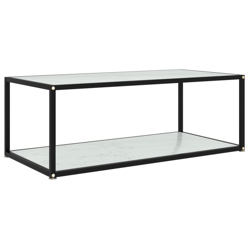 vidaXL Mesa de centro vidrio templado blanco 100x50x35 cm