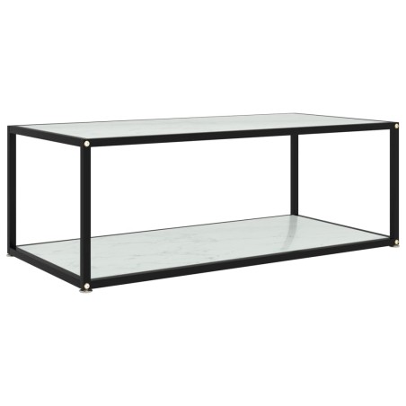 vidaXL Mesa de centro vidrio templado blanco 100x50x35 cm