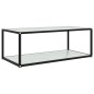 vidaXL Mesa de centro vidrio templado blanco 100x50x35 cm