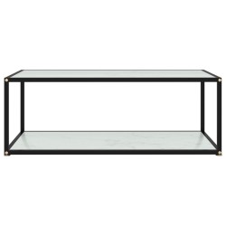 vidaXL Mesa de centro vidrio templado blanco 100x50x35 cm