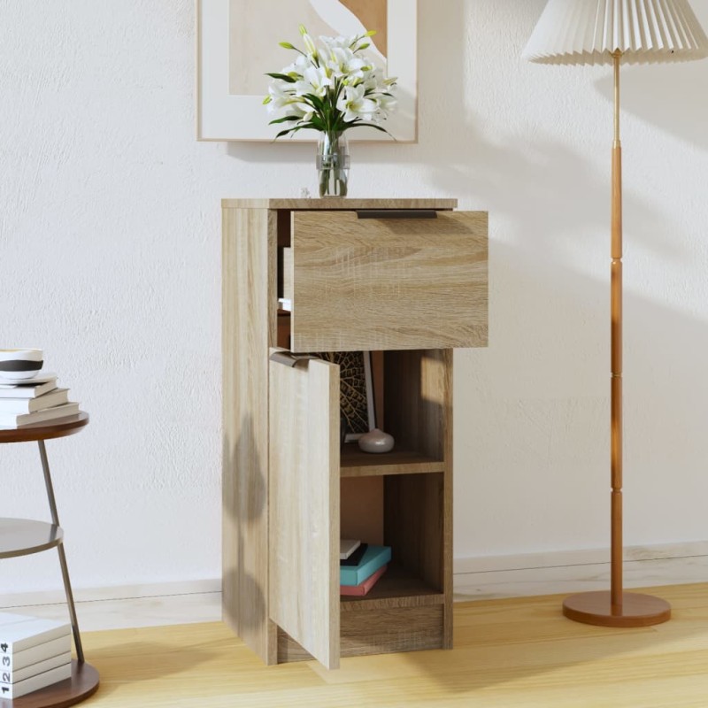 vidaXL Aparador de madera contrachapada roble Sonoma 30x30x70 cm vidaXL Aparador de madera contrachapada roble Sonoma 30x30x70 cm