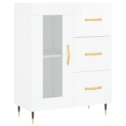 vidaXL Aparador de madera contrachapada blanco brillante 69,5x34x90 cm
