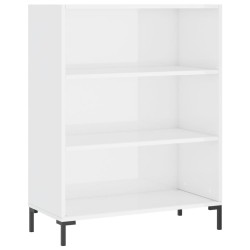 vidaXL Estantería madera de ingeniería blanco brillo 69,5x32,5x90 cm
