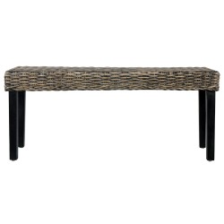 vidaXL Banco de ratán kubu y madera maciza de mango negro 110 cm 