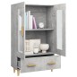 vidaXL Aparador de madera contrachapada gris hormigón 70x31x115 cm