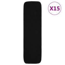 vidaXL Alfombrillas de escalera 15 uds negro rectangular 75x20 cm