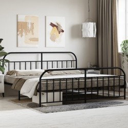 vidaXL Estructura de cama cabecero y pie de cama metal negro 200x200cm