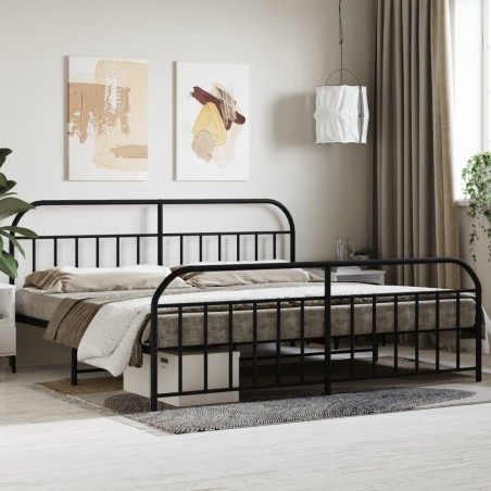 vidaXL Estructura de cama cabecero y pie de cama metal negro 200x200cm
